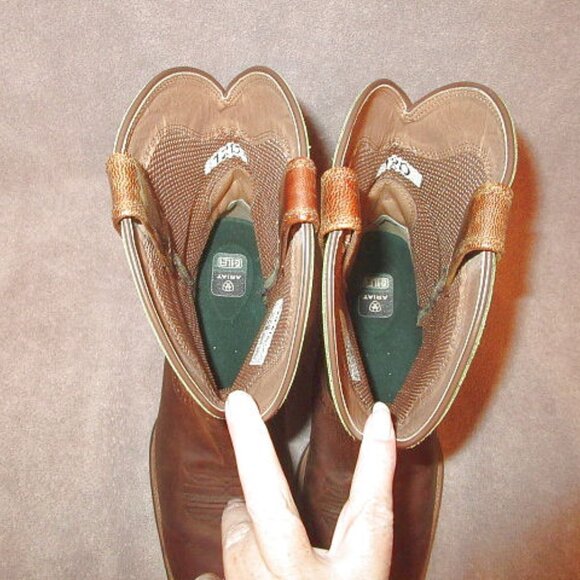 Ariat Sport Wide Square Toe Cowboy Boots Mens 12 D Green Leather Cowboy Botas - Picture 7 of 14